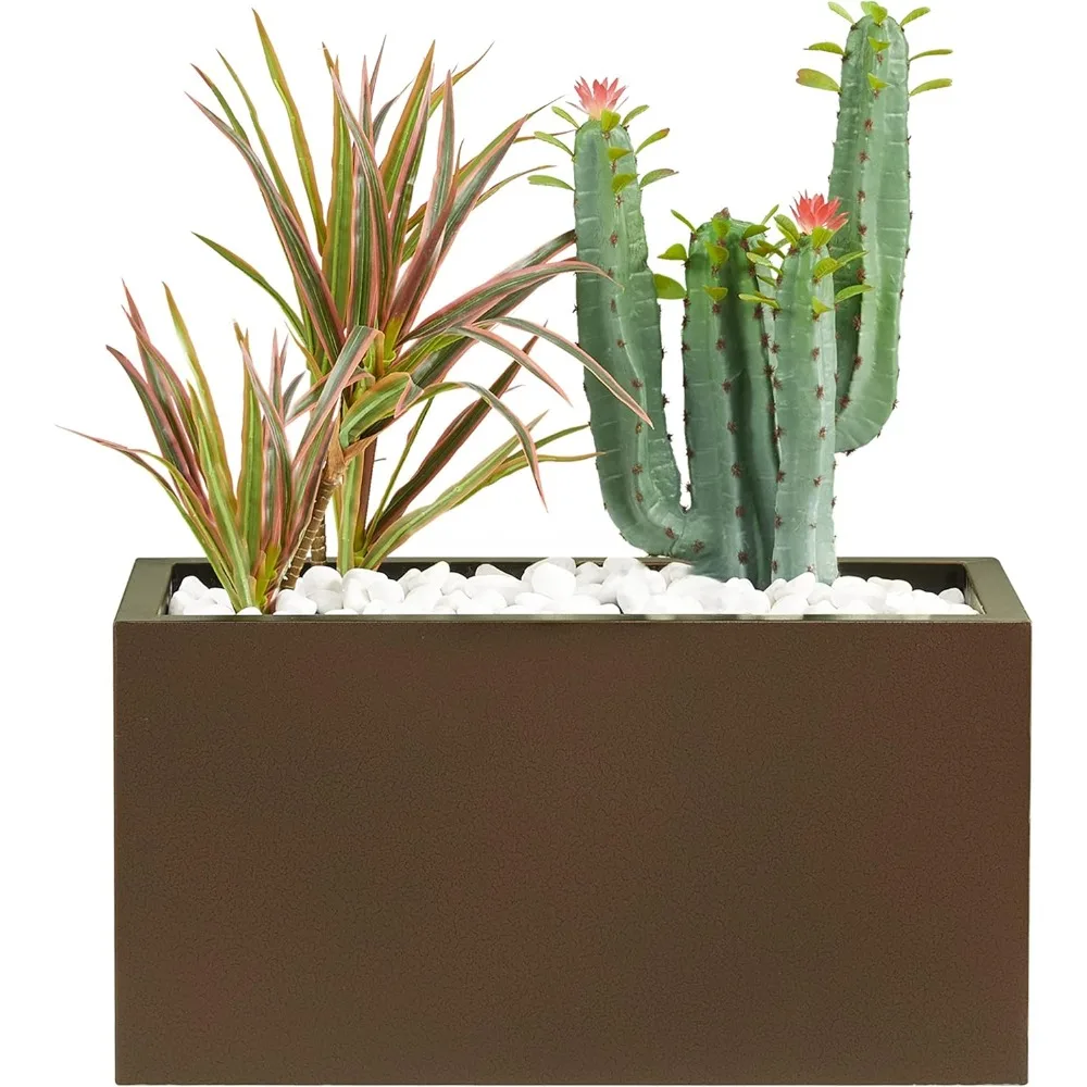 

Metallic Heavy Rectangle Planter Box for Outdoor/Indoor 25Lx11Wx13H Inches 22Pounds Espresso
