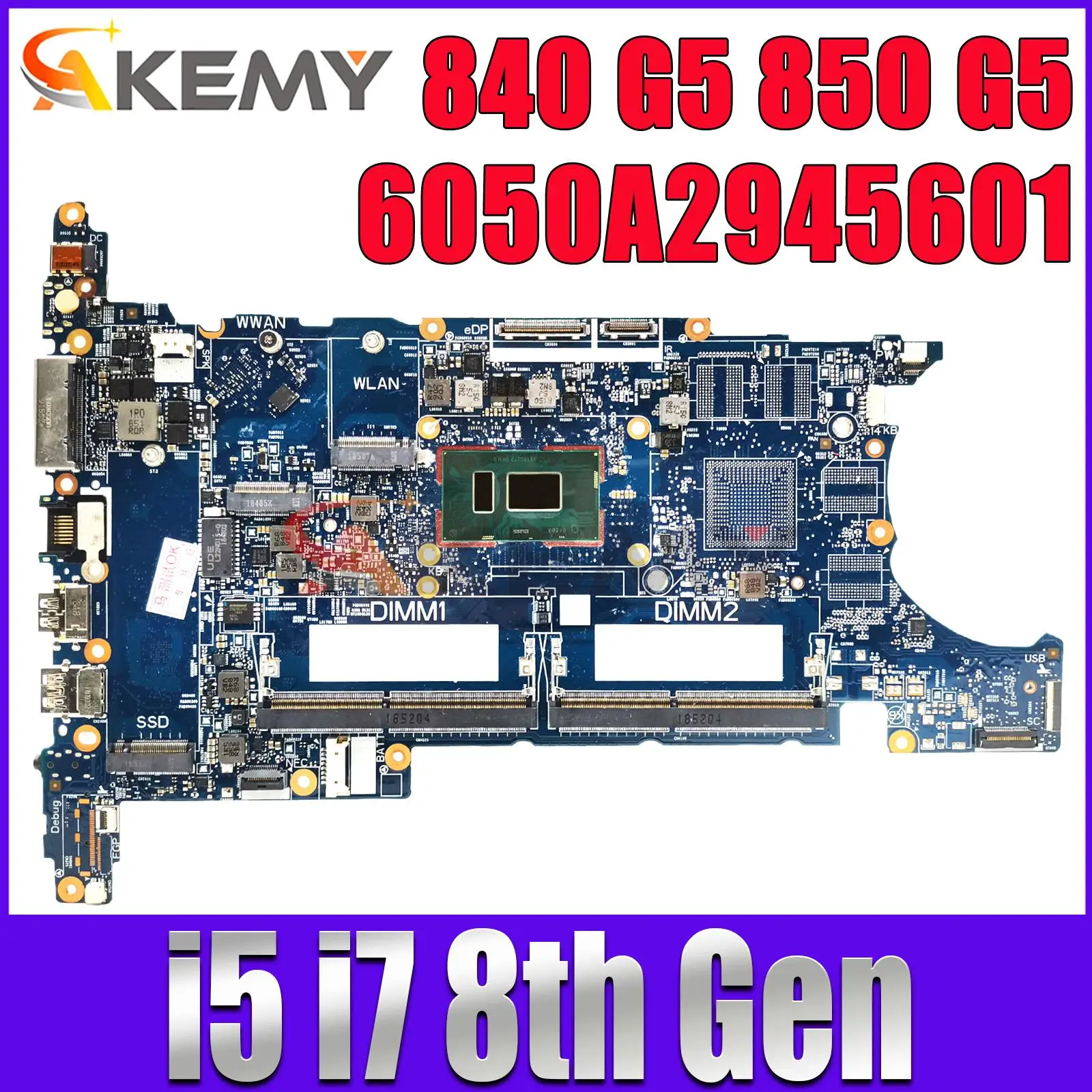 

For HP Elitebook 850 G5 840 G5 Laptop Motherboard 6050A2945601 Mainboard With i5 i7 8th Gen CPU L15518-601 Full Test