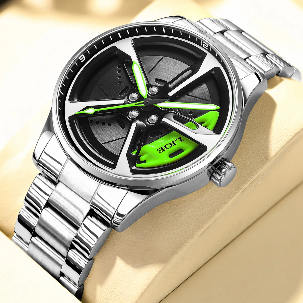 

AL-155 Кварцевые часы, мужские деловые часы со скелетонизированным циферблатом, многофункциональные водонепроницаемые мужские часы со стальным ремешком