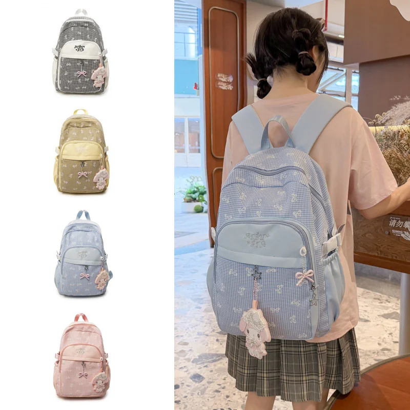 

Teen Girls Bowknot Backpack 2026 New High - end Aesthetic Unique Lightweight Travel Bag Small Schoolbag Fashionable