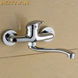 . Brass Chrome Taps For Kitchen Sink Kitchen Tap Dual Hole Wall Kitchen Mixer Kitchen Faucet torneira cozinha YT6033