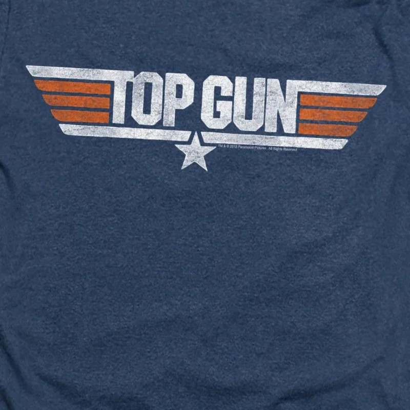 Top Gun Distressed Logo T-Shirt (Heather Navy) 2026 Sommer Neu Damen Vintage Oversized Locker Lässig – Detail 6