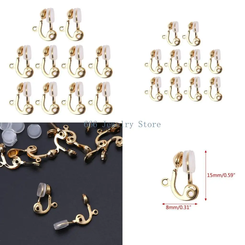 F2TD 10Pcs Clip-on Earring Converter with Easy Open Loop No Pierce Ear Jewelry Making