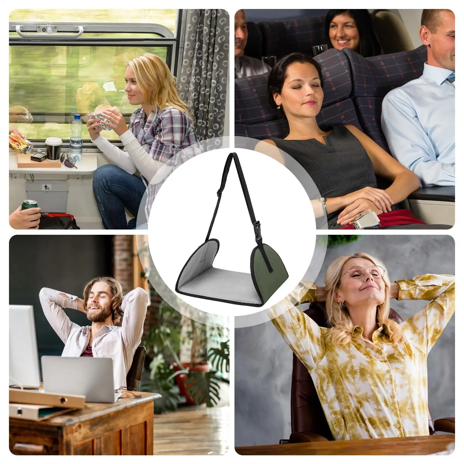 Amaca per piedi per aereo Lunghezza regolabile Imbracatura per piedi per aereo sotto la scrivania Comfort per gambe Supporto per poggiapiedi per altalena per auto per il treno domestico