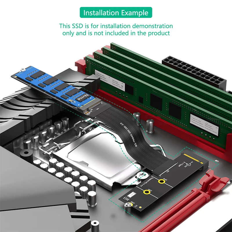 20 см 270 градусов M Key PCIE 4.0 X4 NVME SSD Удлинительный кабель Удлинитель карты поддерживает PCIE4.0 2230 2242 2260 2280 M.2 NVME SSD