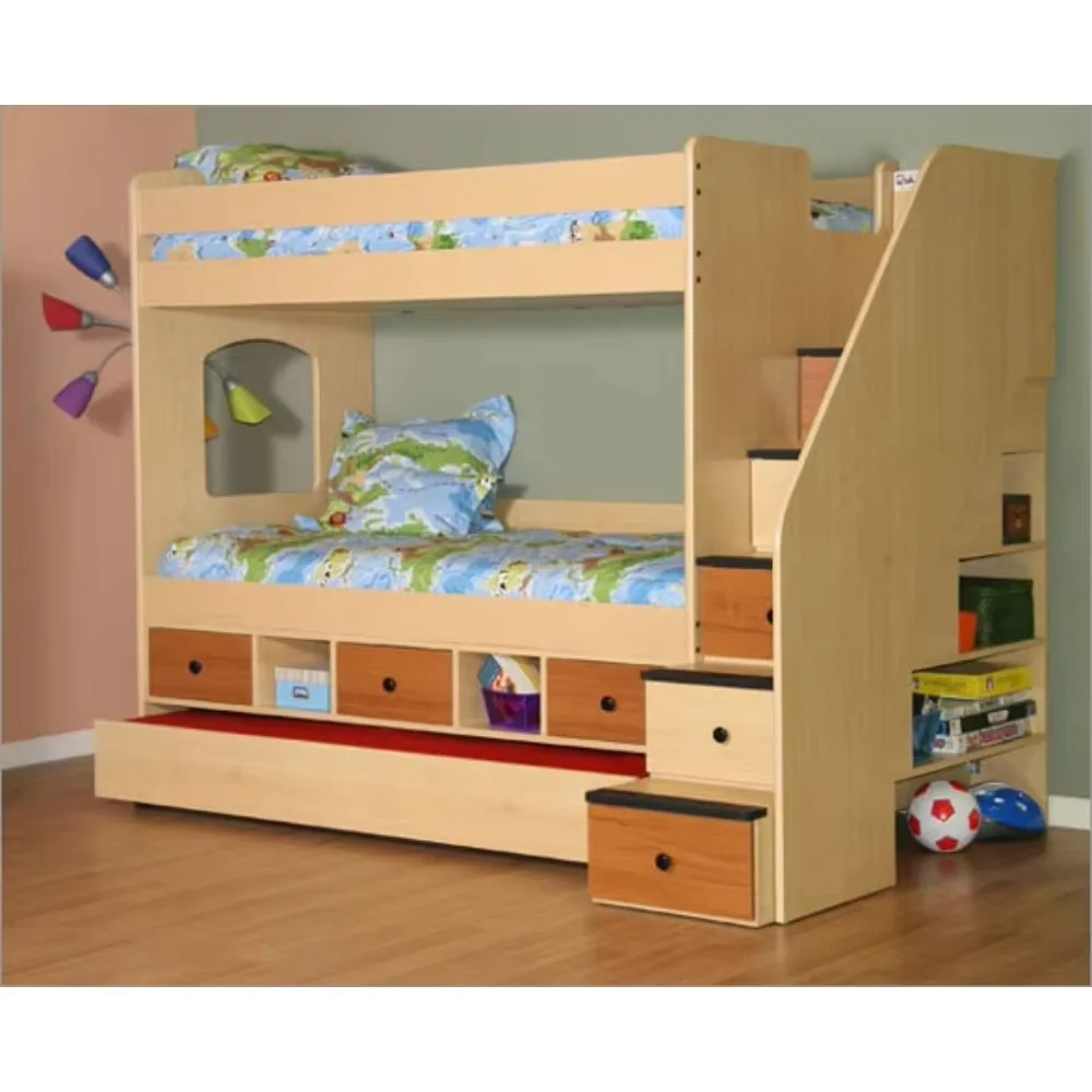 طفل الفراش MDF مجلس خشبي أطفال الأطفال الملك الحجم الملكة منجد سرير بطابقين إطار أثاث غرفة نوم مجموعة مع التخزين