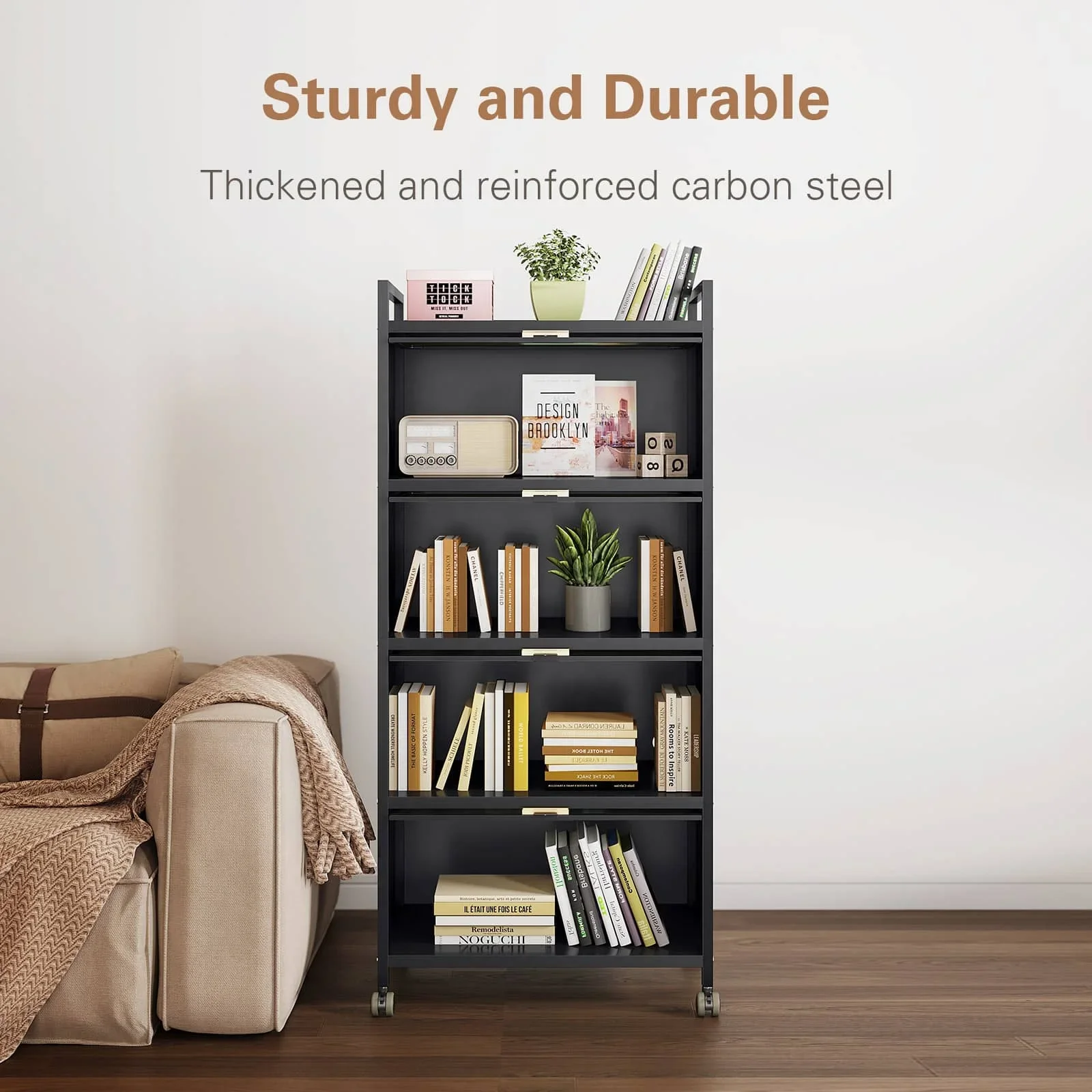 

-Bookcase Supplies Hot sales With Door Flip Cabinet Boolrack Sealed Carbon Steel Living Room Removable Floor Bookshelf