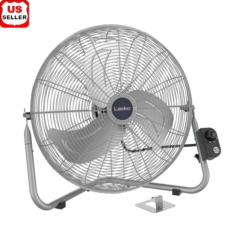 High Velocity Floor and Wall Mount Fan with Pivoting Head 3 Speed Metal Blades Ideal Garage Workshop Home Use