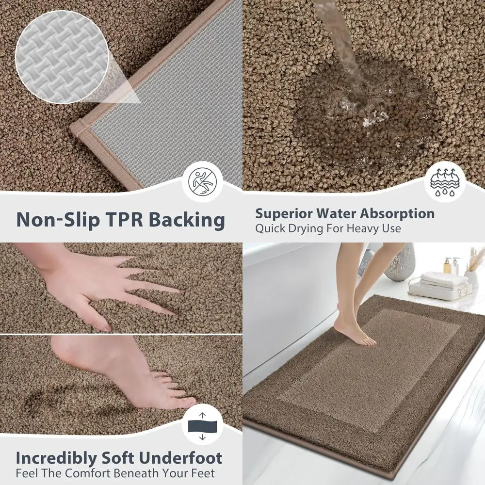 

Soft & Absorbent 30x46 Bath Rugs - Non-Slip, Quick Dry for Shower, Bathtub, Sink - Grayish Brown & Coffee