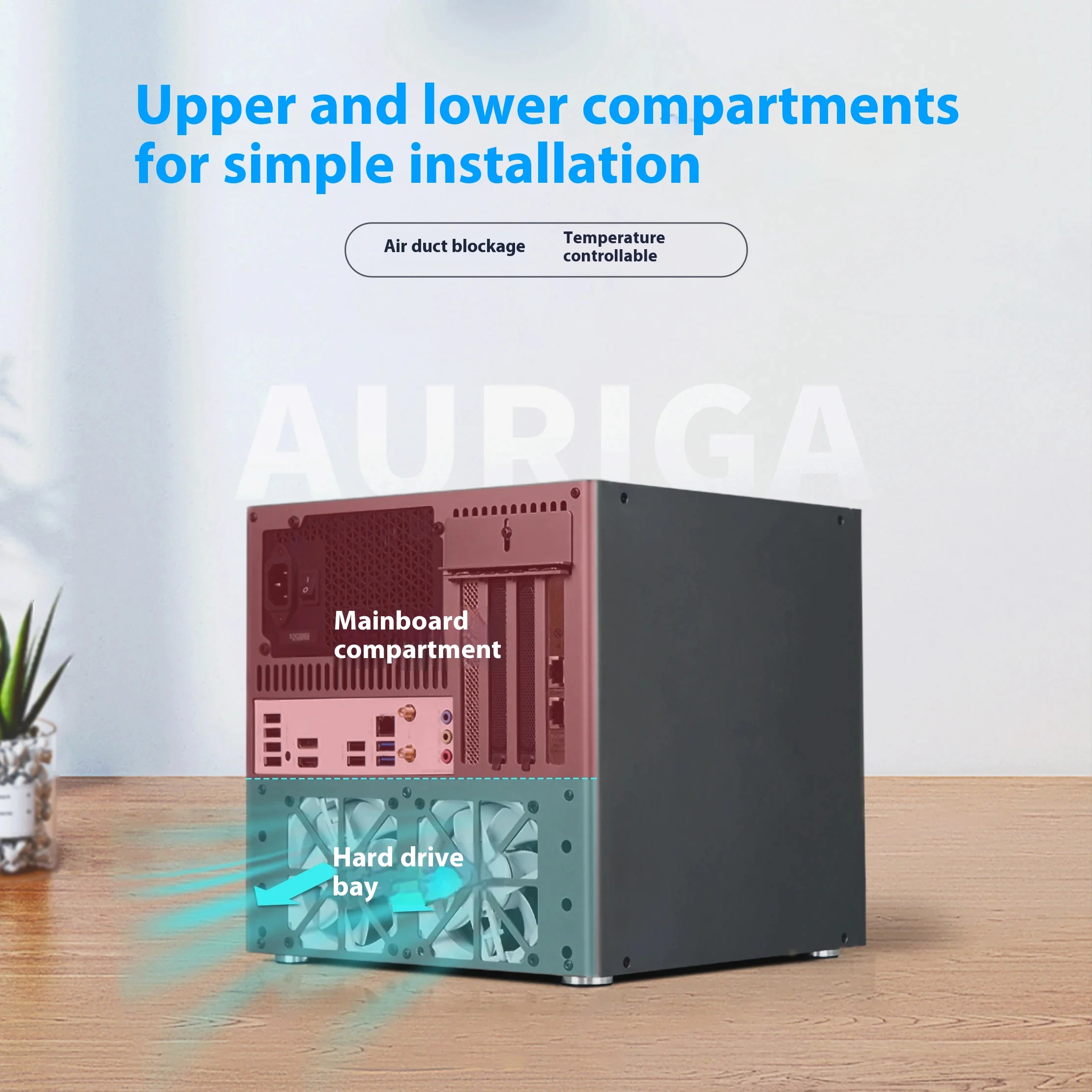 Auriga 6-disc NAS Chassis 2mm Anode Aluminum MATX Main Board ATX Power Supply Flying Bull Black Synology UNRAID