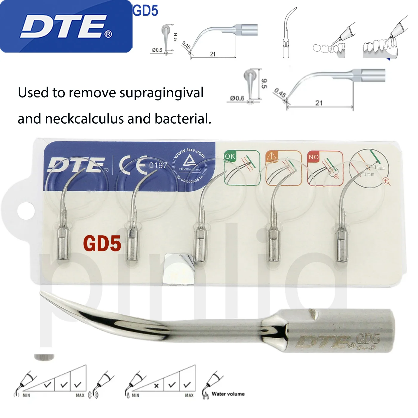 

GD5 Woodpecker DTE Dental Ultrasonic Scaler Tips Dentist Tools Endo Periodontics Activation Fit SATELEC ACTEON NSK