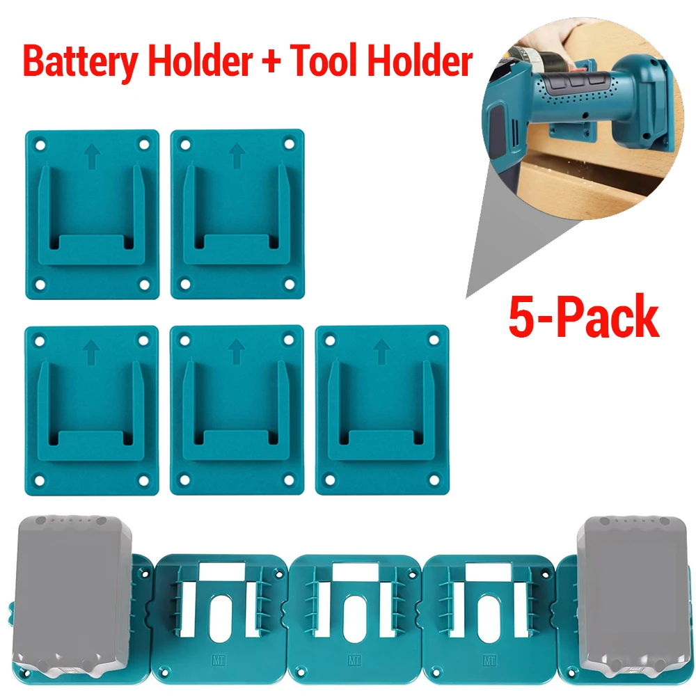 

5 Pack Battery Storage Rack for Makita 14.4V 18V Li-ion Battery Tools Machine Holder Storage Rack Wall Mount Bracket Fixing