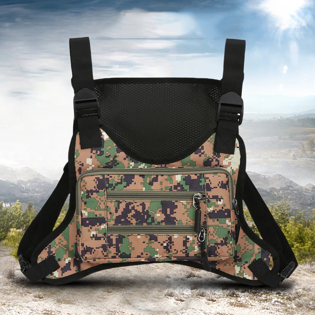 Front Chest Pack Multi-Pockets Fashion Sport Backpack Adjustable Strap Streetwear Chest Bag for Running Travel