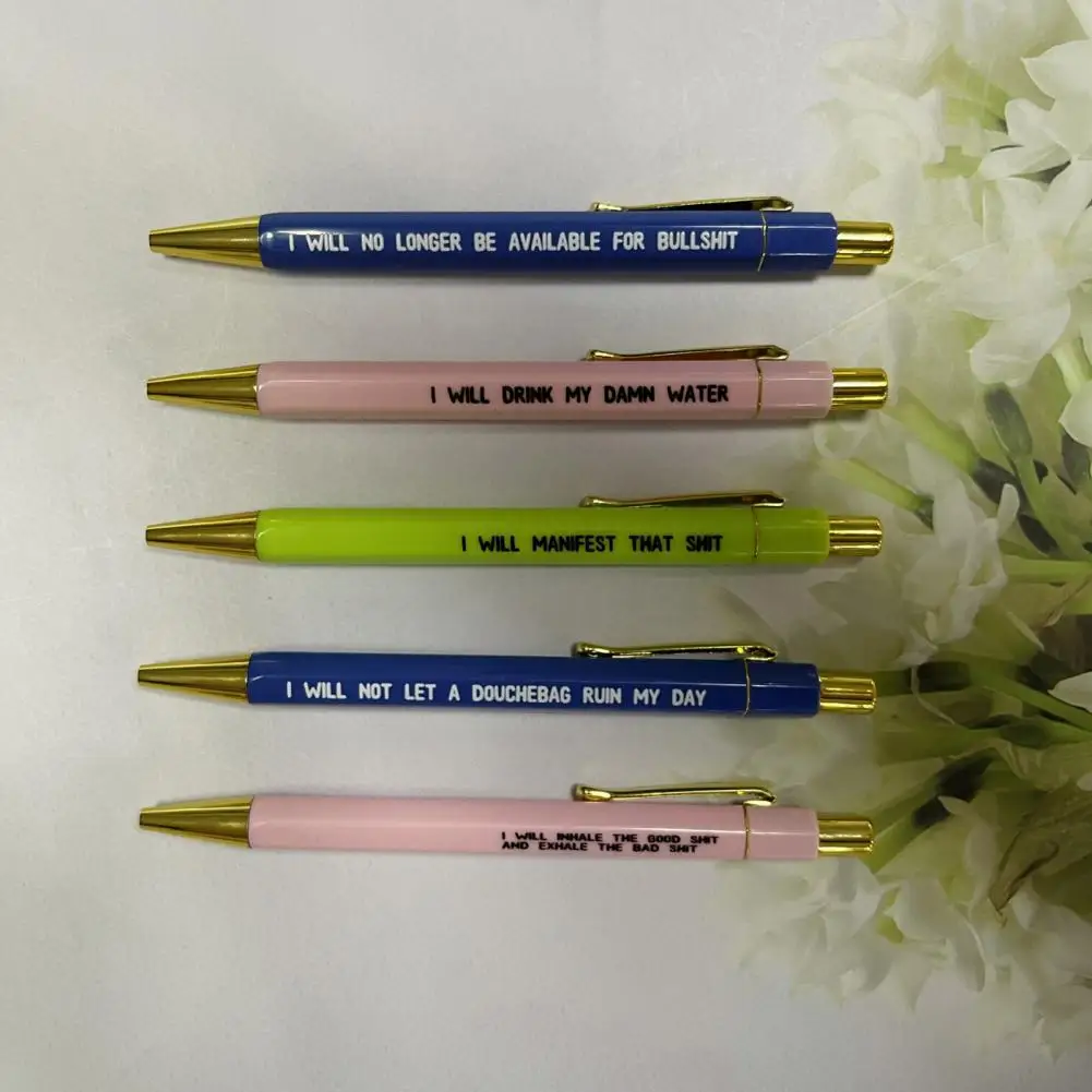 Funny Office Pen 5pcs Funny Words Ballpoint Pen Set with Fine Point Comfortable Grip Smooth Writing School Stationery Student