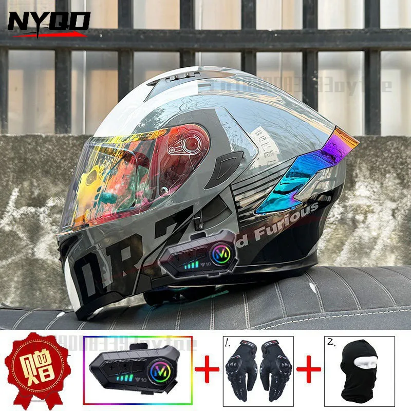 ORZ motorcycle Bluetooth helmet four season motorbike helmet for men women motocross helmet DOT certification