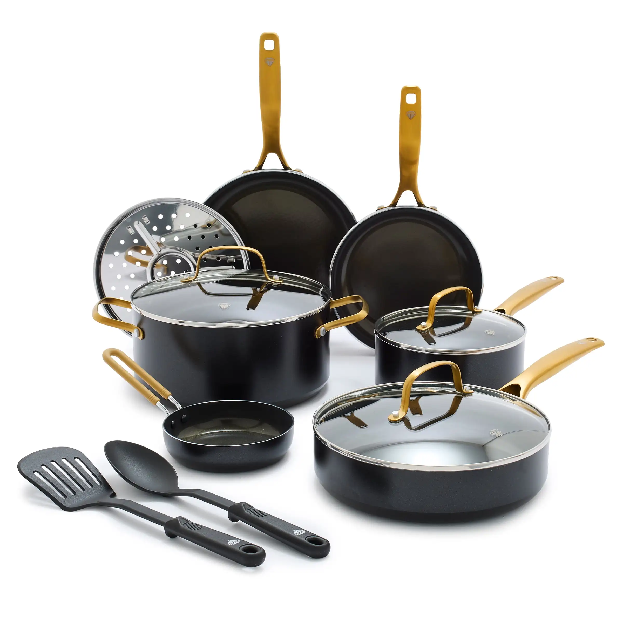 Gold Edition Ceramic Nonstick 12 Piece Cookware Set, PFAS-Free, Gold All cookstoves are designed for extreme requirements