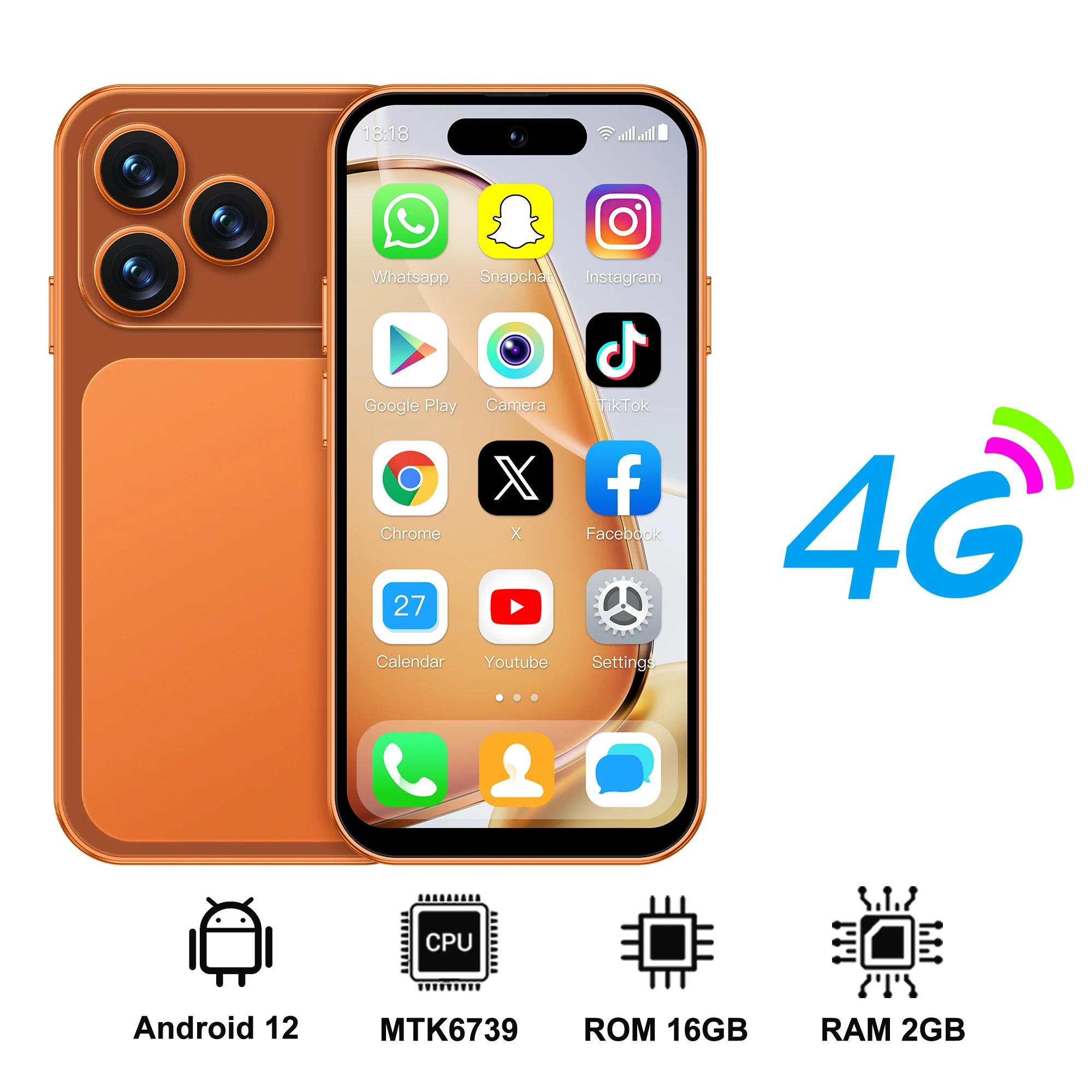 2026 NIEUWE SERVO 4G Mini Smartphone 4.0" Scherm Android 12 OS 2GB RAM 16GB ROM Play Store WiFi Kleine Smartphones Dual SIM Standby