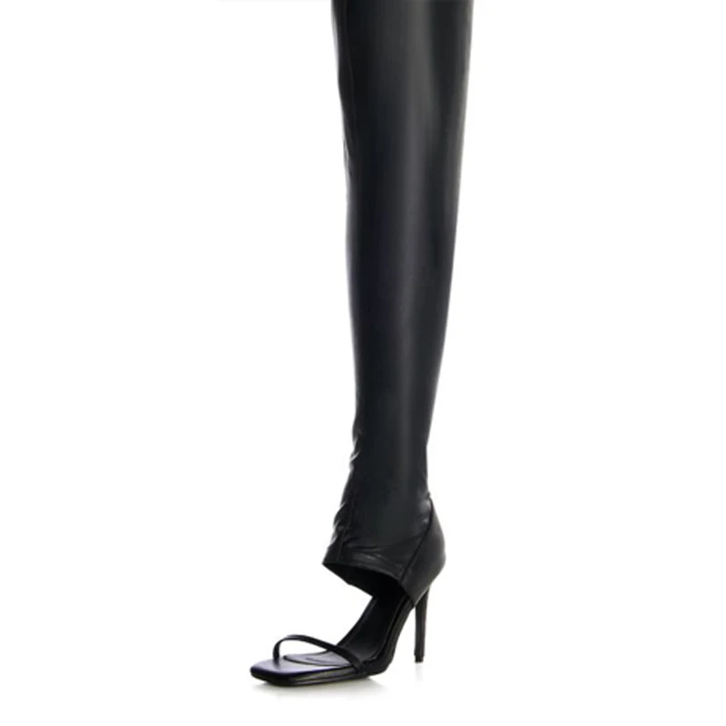 Women's Single Band Over Knee High Boots Dress Stiletto Thin Heels Shoes Back Zipper Summer Stretchy Long Booties