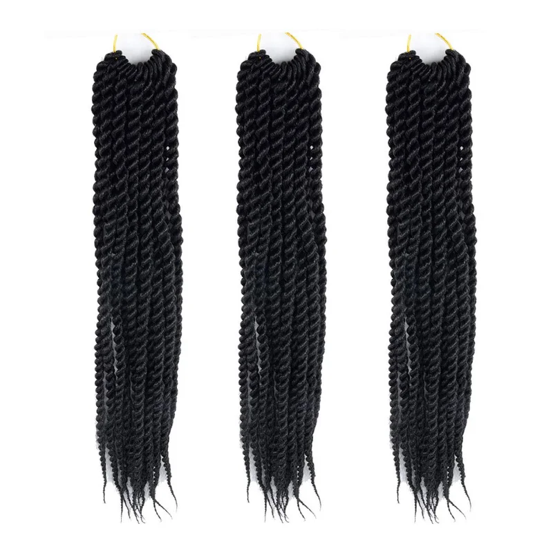 Ombre Jumbo Сенегальские завитки Вязаные крючком волосы Предварительно закрученные в петлю 3 упаковки 14/18 дюймов Гавана Твист Вязание крючком Синтетические плетения волос