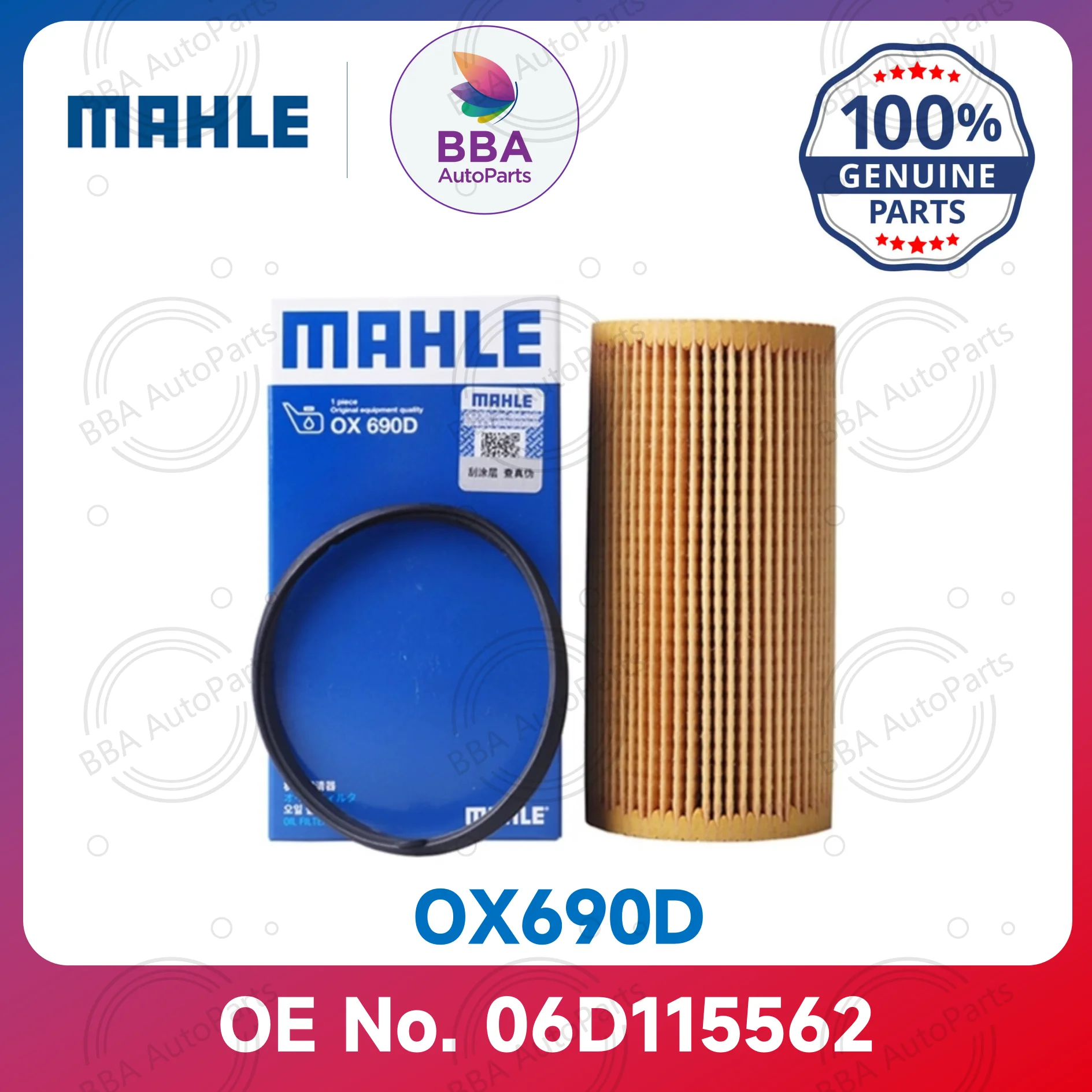 Mahle OX690D OX379D oil filter for Audi A3 A4 A6L RS3 TT RS  with OE 06D115562  06D115466