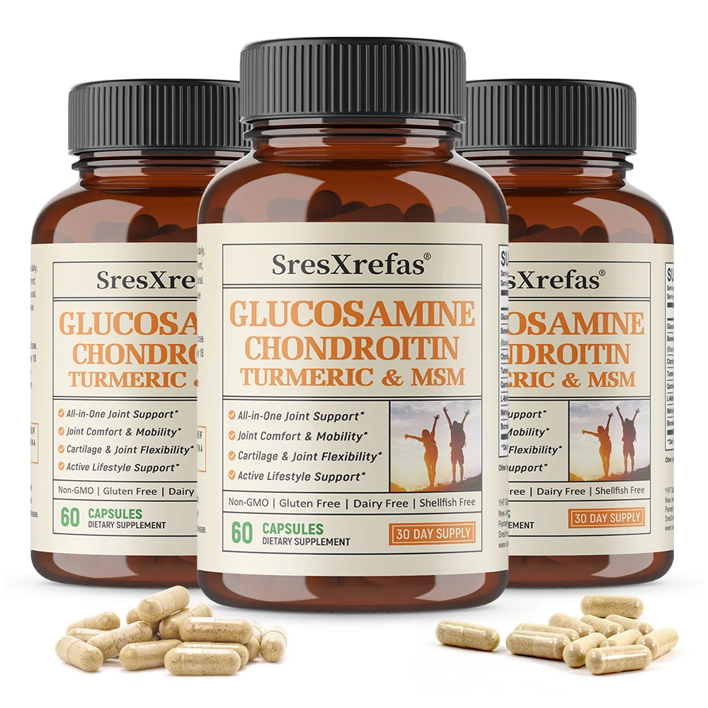 

Капсулы с глюкозамином, хондроитином, МСМ и куркумой, для поддержки здоровья и подвижности тазобедренных суставов, коленей, суставов, костей и хрящей, а также гибкости.