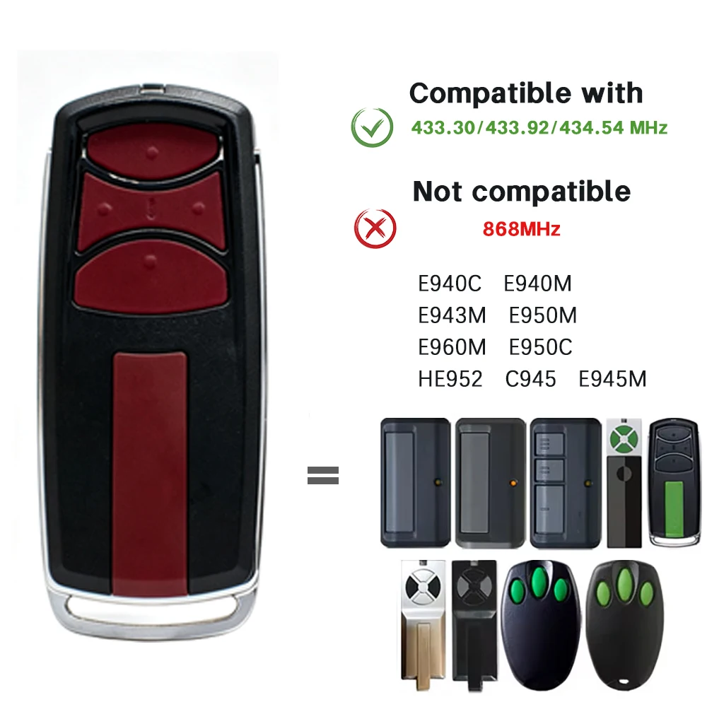 MERLIN Security+2.0 Garage Door Remote Control Compatible with E960M/E950M E945M/E943M/E940M Models 433.30 434.54 433.92Mhz