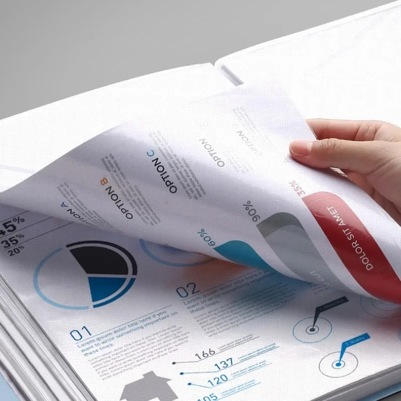 A4 Thickened Folder 100 Pages Information Book Large Capacity Diy File Folder Multifunctional Document Organizer Desktop Storage