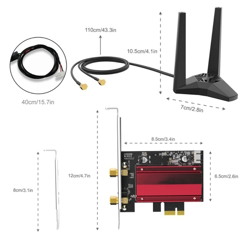 การขยาย WiFi ความเร็วสูง Tri-bands 5400Mbps อะแดปเตอร์ Wifi PCIE ช่วยเพิ่มความสามารถของเดสก์ท็อปติดตั้งง่าย QXNF