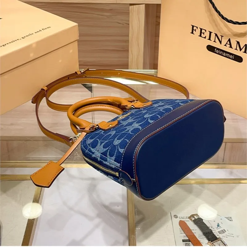 Ladies' handbag, light luxury retro denim canvas bag, fashionable 2026 new shell bag, high-end single shoulder crossbody bag