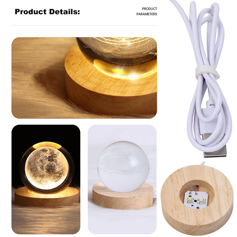 Veilleuse LED USB boule de cristal galAct, lampe de table, 3D, planète, lune, chambre, décoration d'intérieur pour enfants, fête d'enfants, cadeaux d'anniversaire