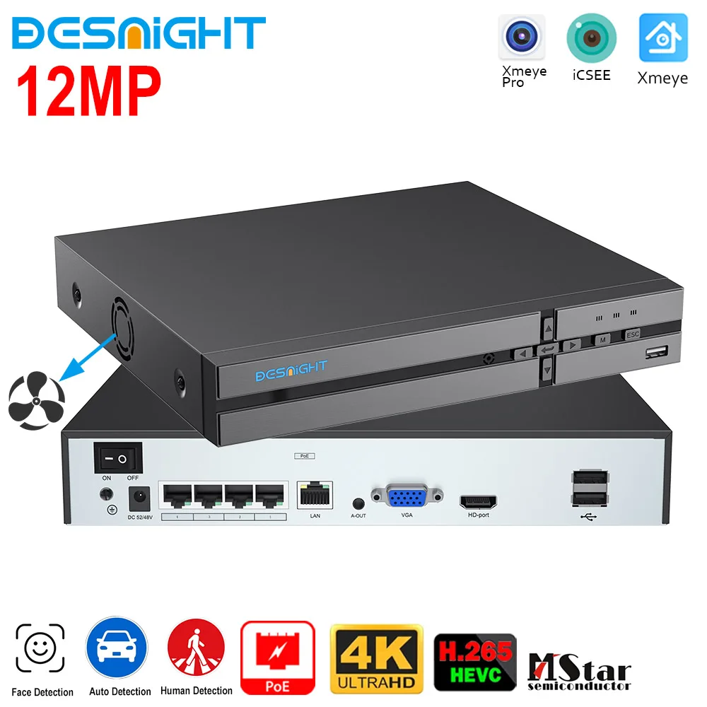 Advanced 12MP PoE NVR for 12MP Free Remote Monitoring 24/7 Recording Motion Detection Intelligent Playback