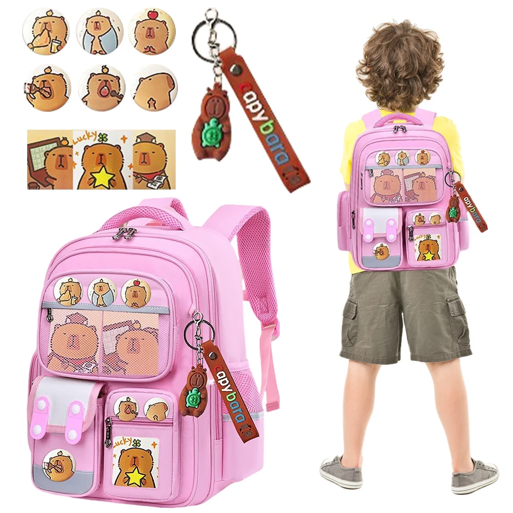 

Милый рюкзак Capybara с регулируемым ремнем, очаровательный рюкзак большой емкости, тканевый рюкзак Оксфорд, дорожный рюкзак для отдыха для девочек