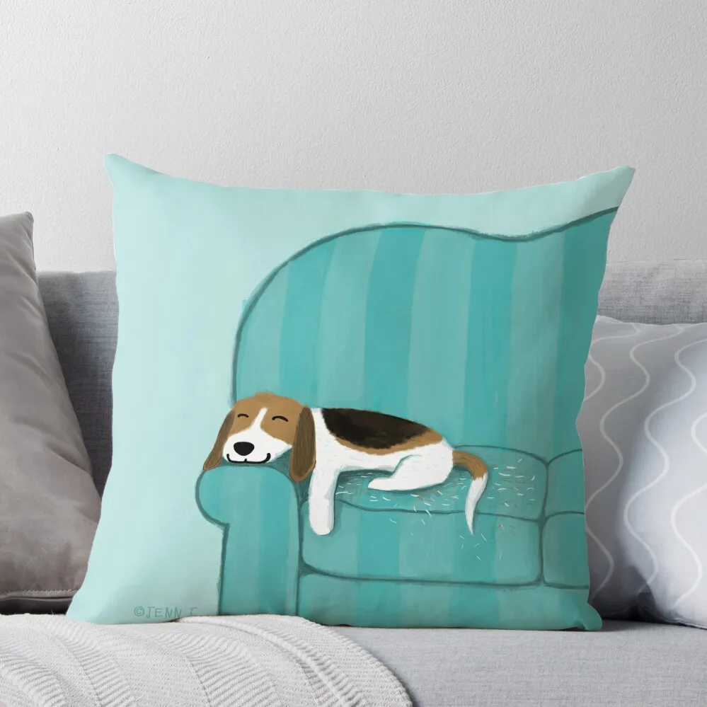 

Happy Couch Dog Cute Beagle Throw Pillow Plaid Sofa luxury sofa pillows Pillow Case