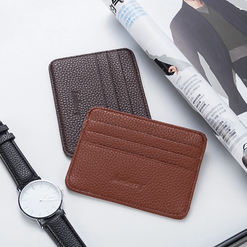 Double-sided PU Leather ID Card Holder Multi-color Bank Credit Card Case Multi-slot Ultra-thin Wallet Business Card Holder Men