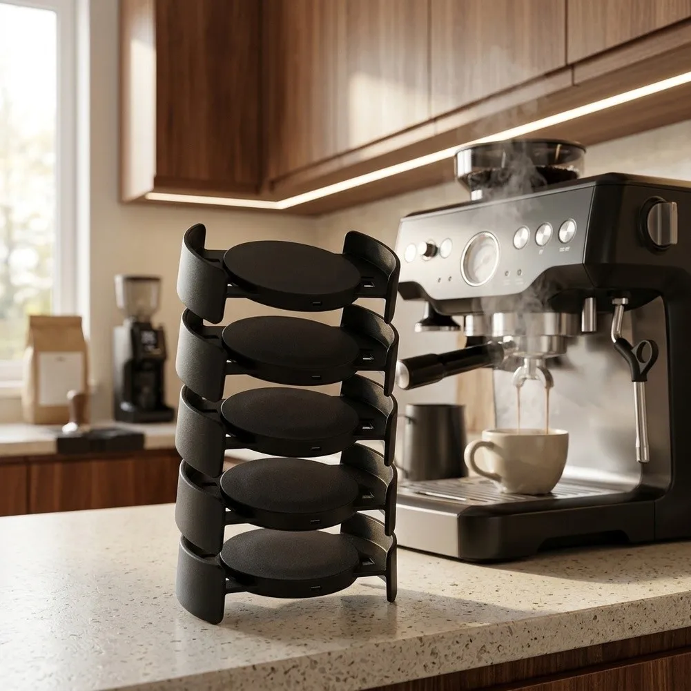 6PCS Coffee Cup Rack for Kitchen and Office - Plastic Mug Holder with Uniform Slot Spacing for Even Distribution
