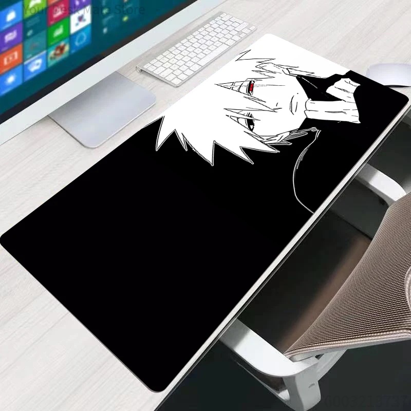 Anime Gaming Speed Mauspad Naruto Kakashi Hatake Gamer Schreibtischunterlage mit Rastkante Tastaturunterlage Computer-Tischmatte