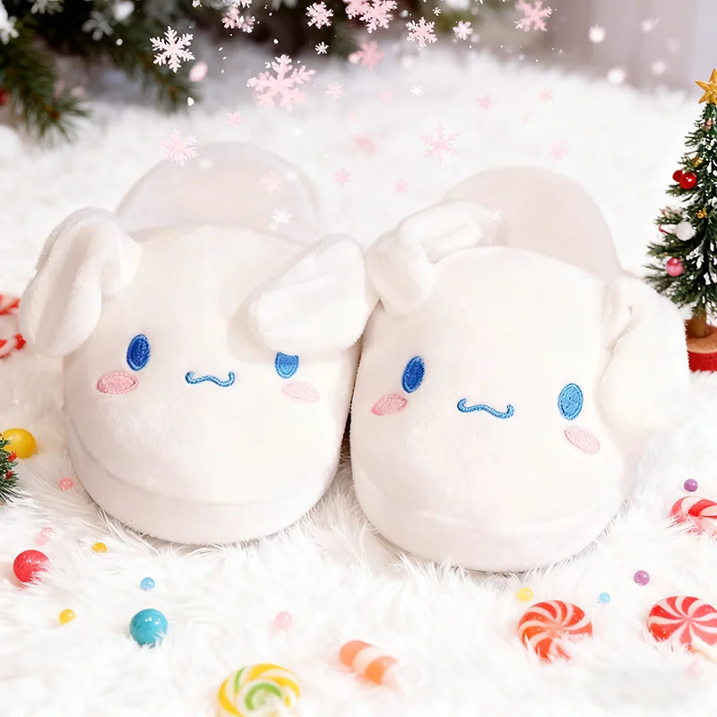 لطيف سينامورول نعال من القطن الكرتون الشتاء رشاقته الدفء نعال من القطن آذان سوف تتحرك النعال الدافئة هدايا عيد الميلاد
