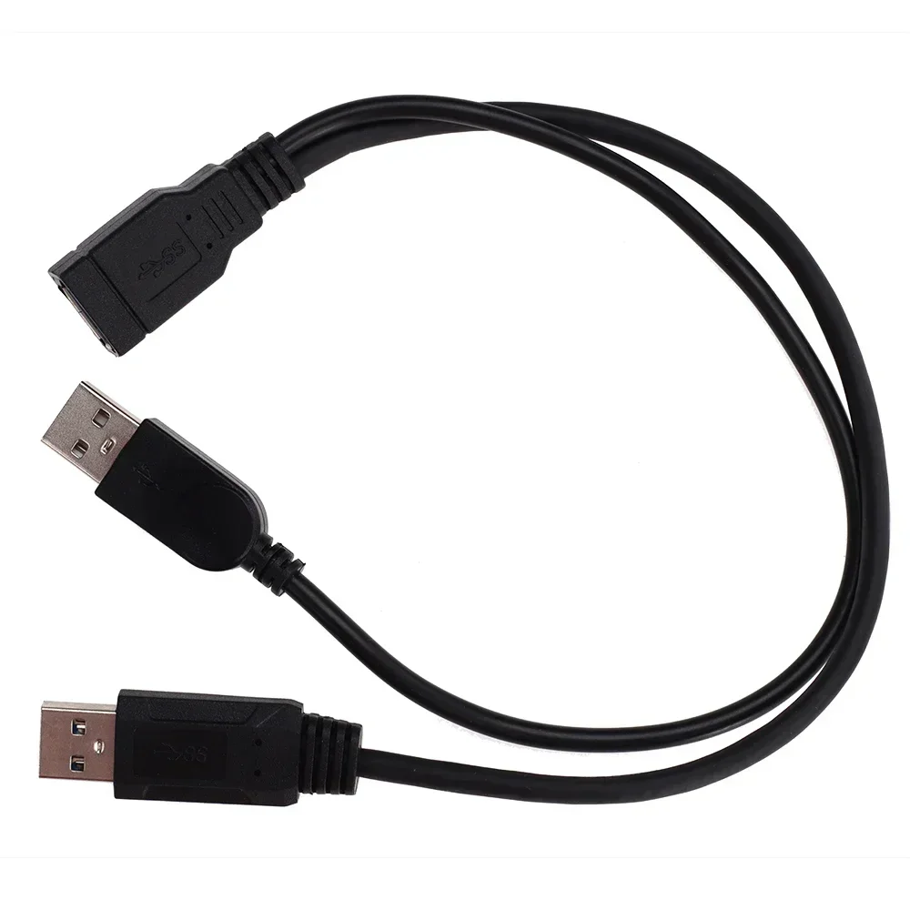 500pcs Black USB 3.0 A Female to Dual Usb Male Extra Power Data Extension Cord Converter Adapter Y Splitter Wire Cable