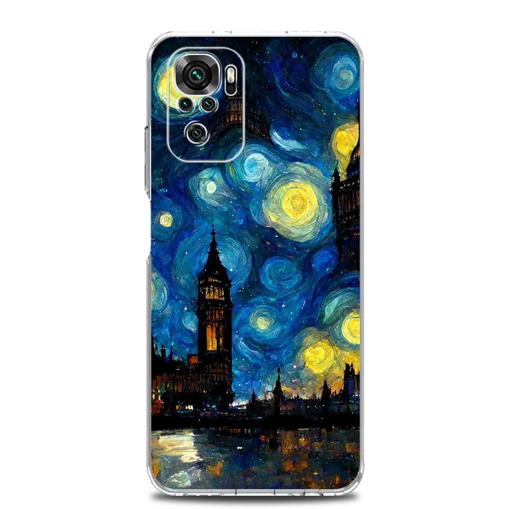 Starry night van gogh Phone Case For Xiaomi Redmi Note 13 12 5G 9S 9 8 10 11 Pro Plus 4G 9T 13C 12C10C 9C 9A 7 Pro Clear Cover