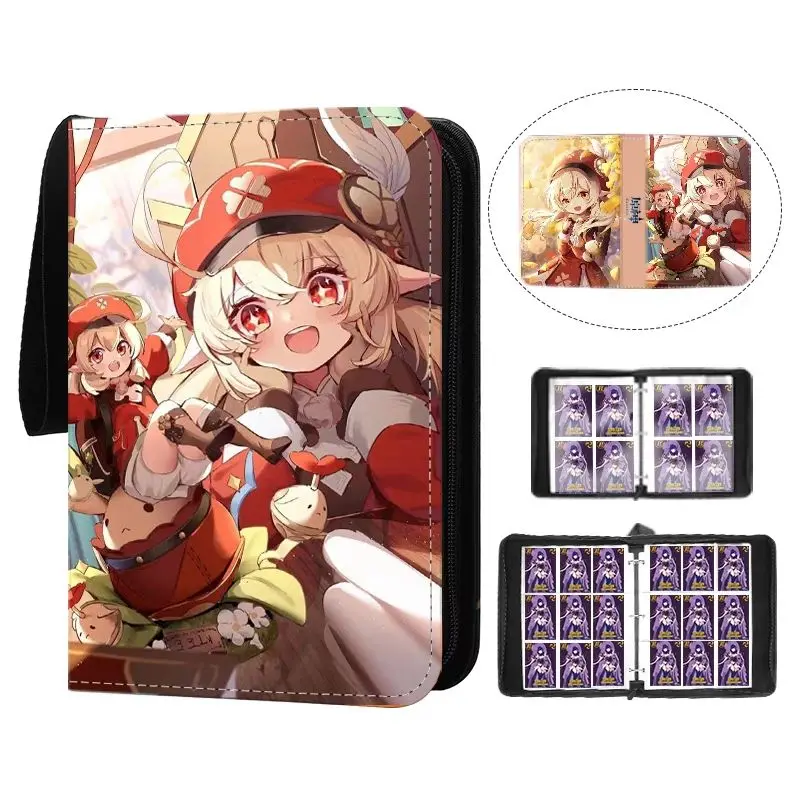 Anime Genshin Impact Card Book with Nine Compartments Yae Miko Raiden Shogun Gan Yu Zipper Binder Card Book Boys Birthday Gift