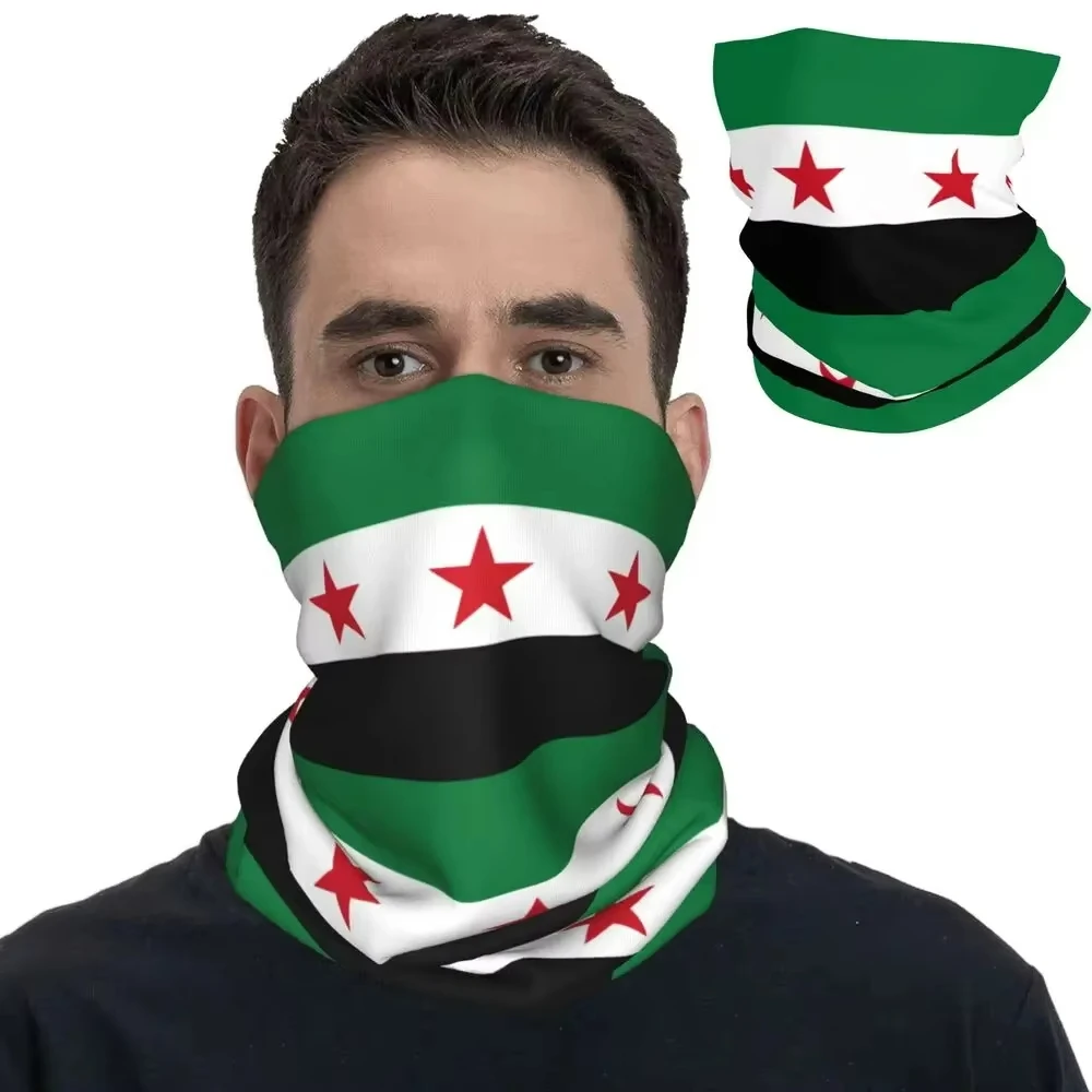 Syria Flag Bandana Neck Cover Printed The Syrian Arab Republic Face Scarf Multifunctional Headband Running Unisex Adult Washable