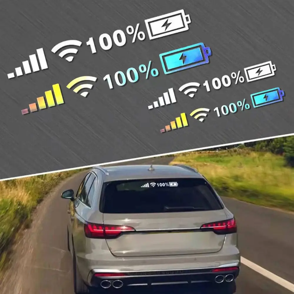 5Pcs PVC Car Reflective Sticker Waterproof Reflective Finish Windshield Decal Wi-Fi Signal Pattern