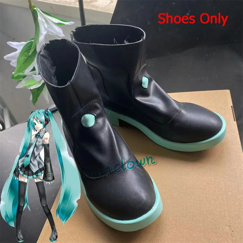 사이미쿠 코스프레 풀세트 에나멜 미디 드레스 수트 애니메이션 미쿠 코스프레 신발 가발 헤드웨어 의상 JK 유니폼 코스프레