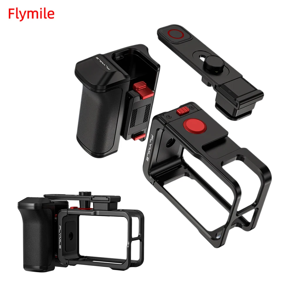 

Flymile держатель для камеры для DJI Action 5 Pro/4/3, аксессуары, кнопка затвора, ручка для фотосъемки, ручка Xplorer для видеоблогов