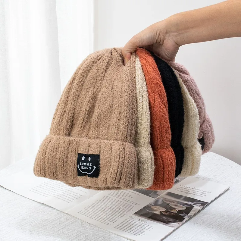 

Autumn Winter Keep Warm Thickened Beanie Female Outdoor Ear Protection Men Casual Soft Knitted Hat