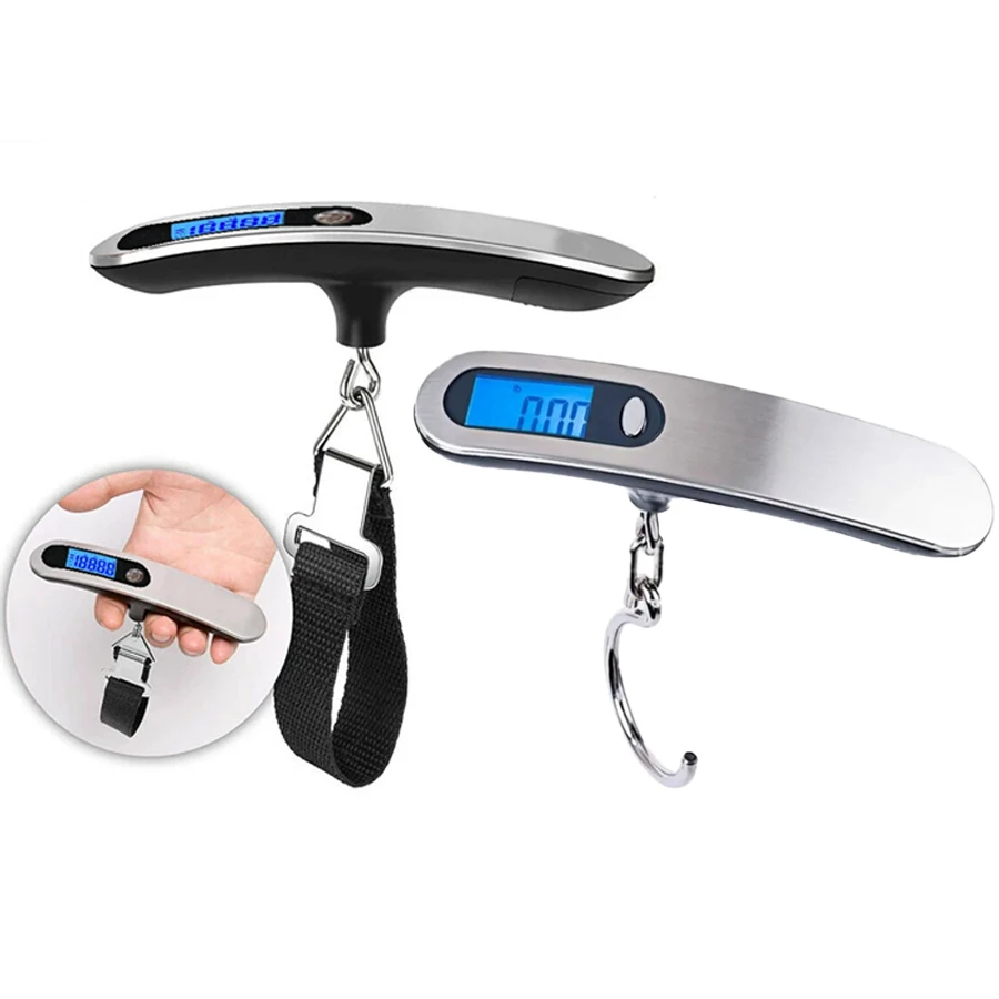 

Stainless steel portable hand luggage electronic scale 50kg/10g digital lcd backlight luggage scale suitcase hanging scale
