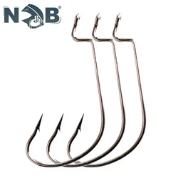 NGB 6-12PCS High Carbon Steel Offset Fishing Hook 5/0#-4# Barbed Sharp Crank Hook Lure Worm Fishing Accessories
