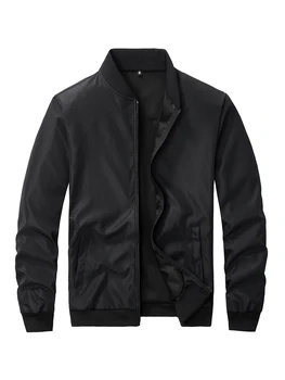 2024 Spring and Autumn New Baseball Collar Short Loose Solid Color Jacket Men's Business Casual Thin Coat Trend 3