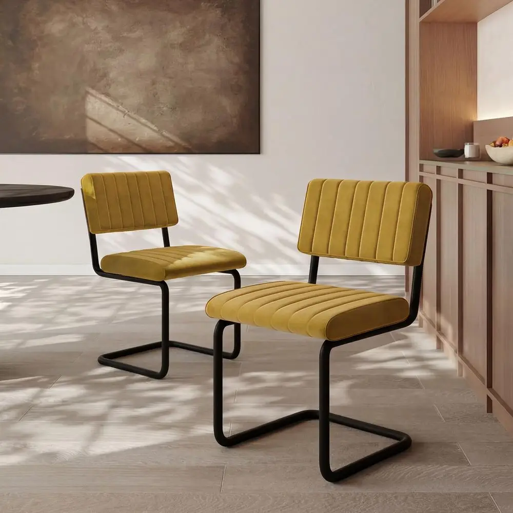 

Velvet Dining Chairs Set o 2, Century ern Dining Chairs, Upholstered Kitchen Chairs, Comy Dining Room Chairs with Metal Legs, Ca