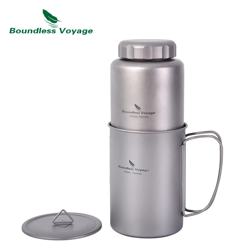 

Boundless Voyage Titanium Bottle Outdoor Water Bottle Camping Canteen for Tea Coffee Cycling Drinkware Sports Bottle 1050ml